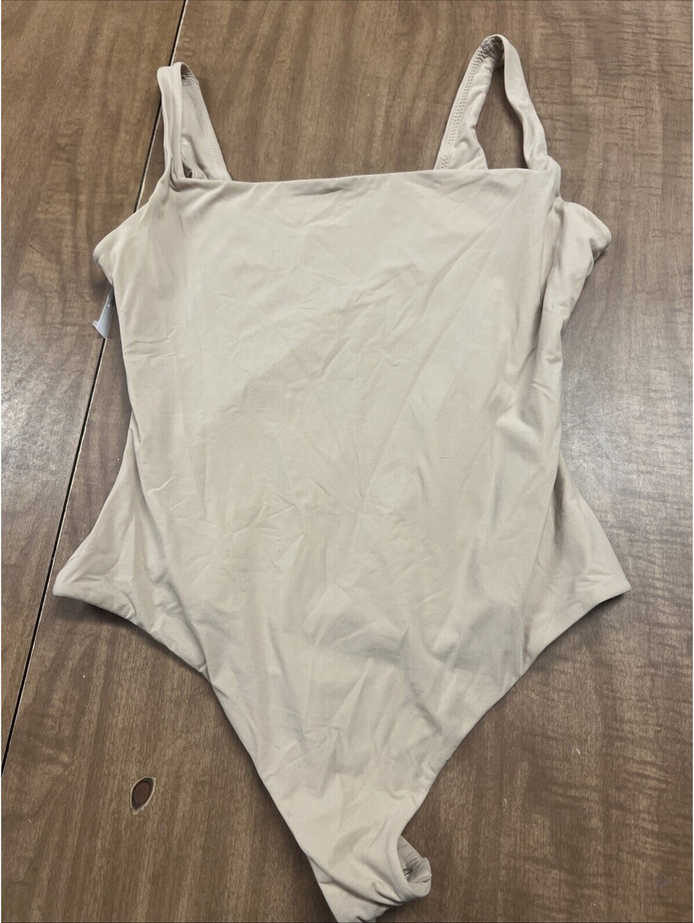 Skims Square Neck Fits Everybody Bodysuit Beige Size M